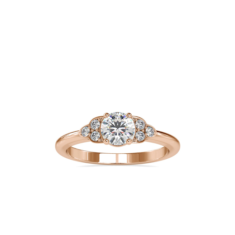 SKU: 0035 (10K) Elegant Floral Engagment Ring in Rose Gold.