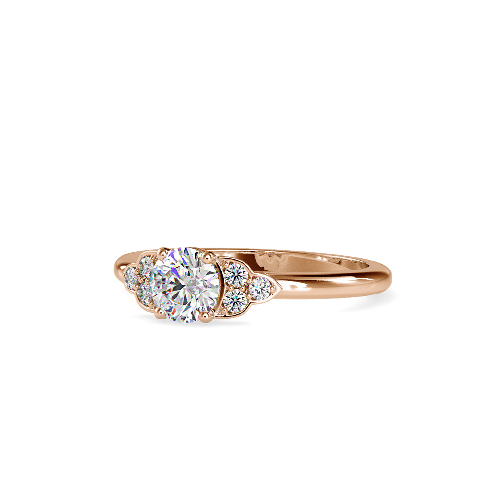 SKU: 0035 (14K) Elegant Floral Engagment Ring in Rose Gold.
