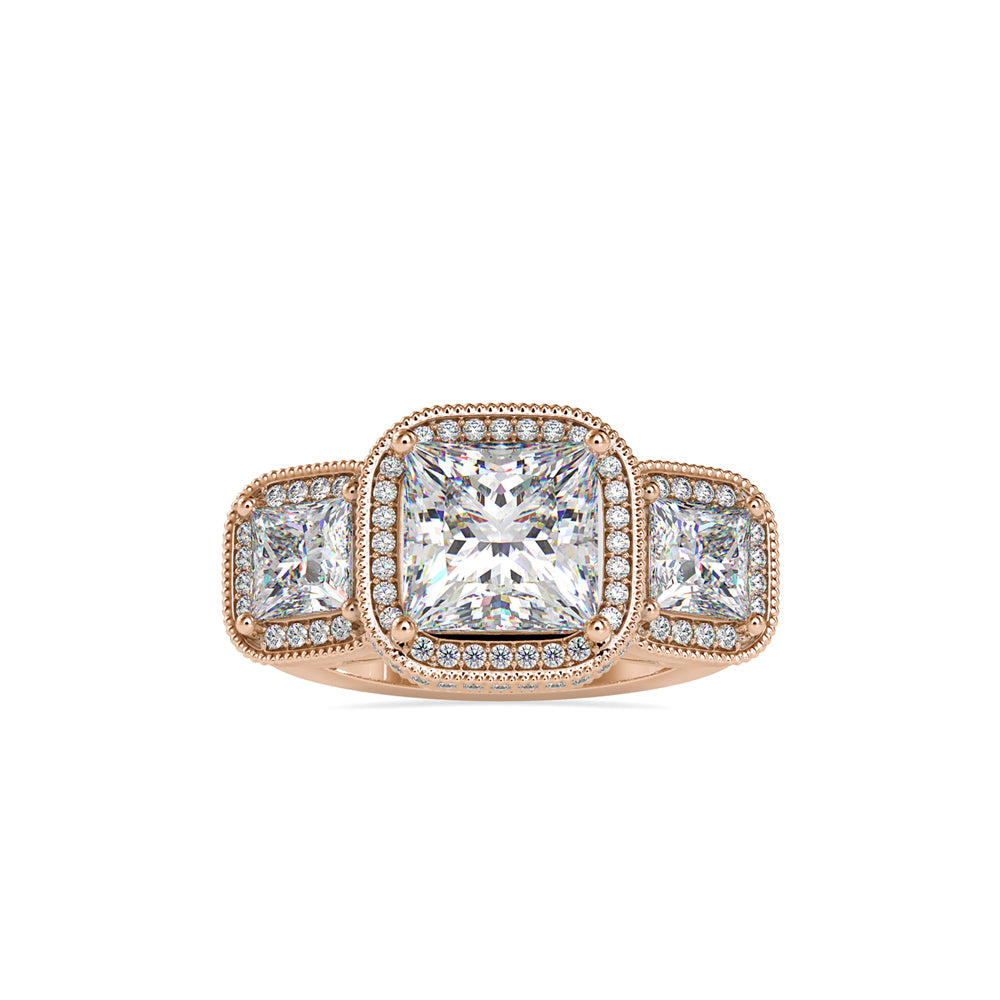 SKU: 0038 (10K) Vintage-Inspired Emerald Ring In Rose Gold.