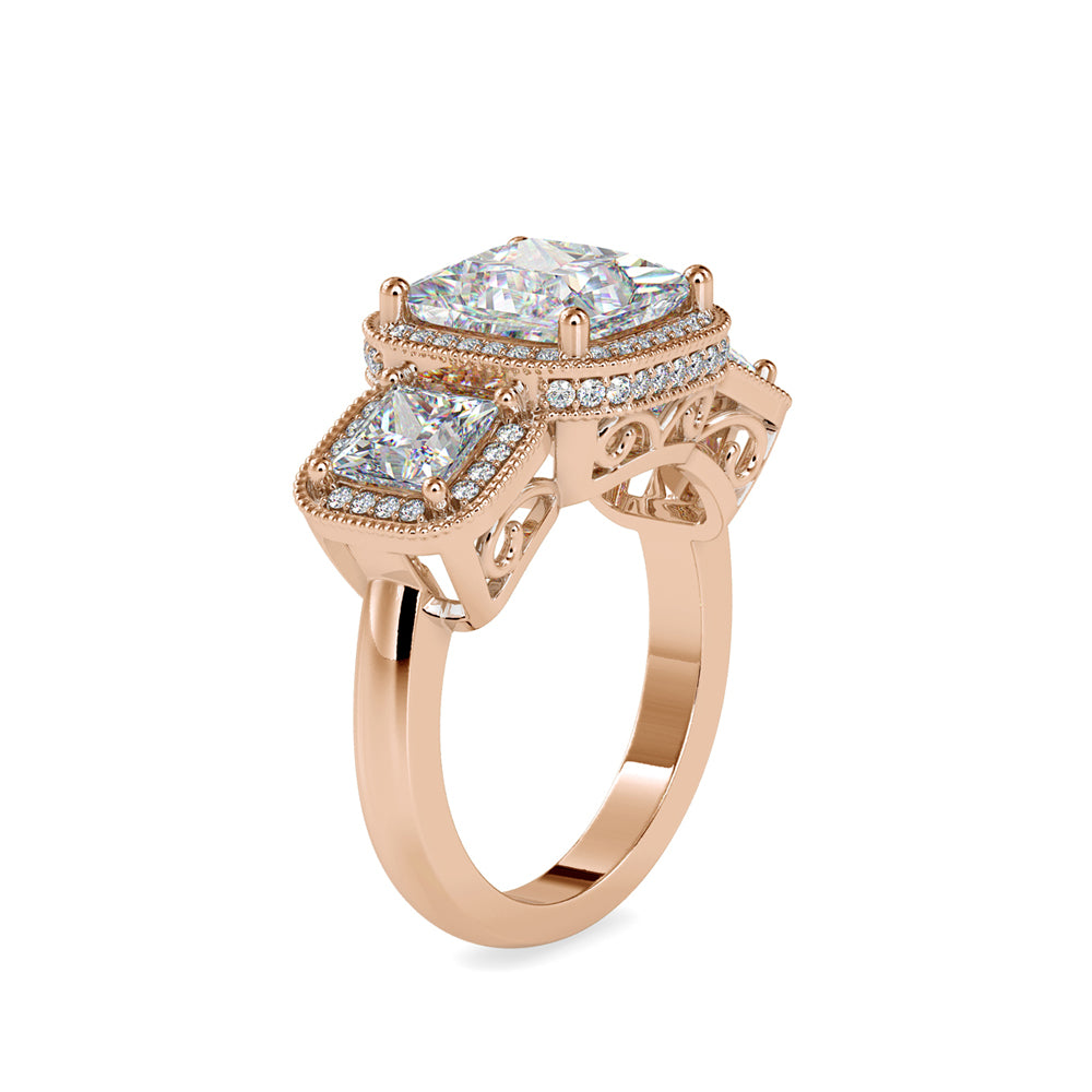 SKU: 0038 (18K) Vintage-Inspired Emerald Ring In Rose Gold.