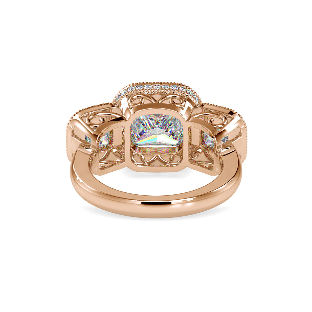 SKU: 0038 (18K) Vintage-Inspired Emerald Ring In Rose Gold.