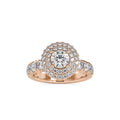 SKU: 0039 (18K) Dazzling Diamond Double Halo Engagment Ring In Rose Gold.