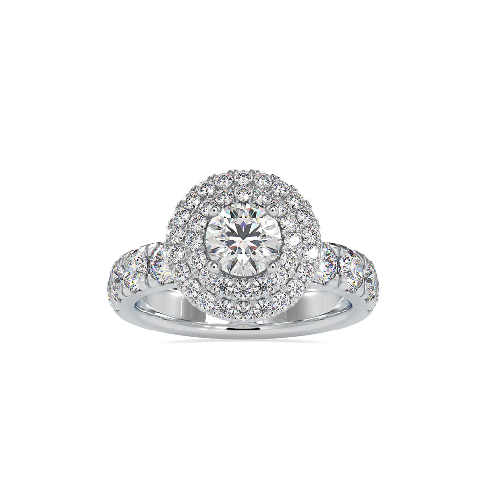 SKU: 0039 (10K) Dazzling Diamond Double Halo Engagment Ring In Rose Gold.