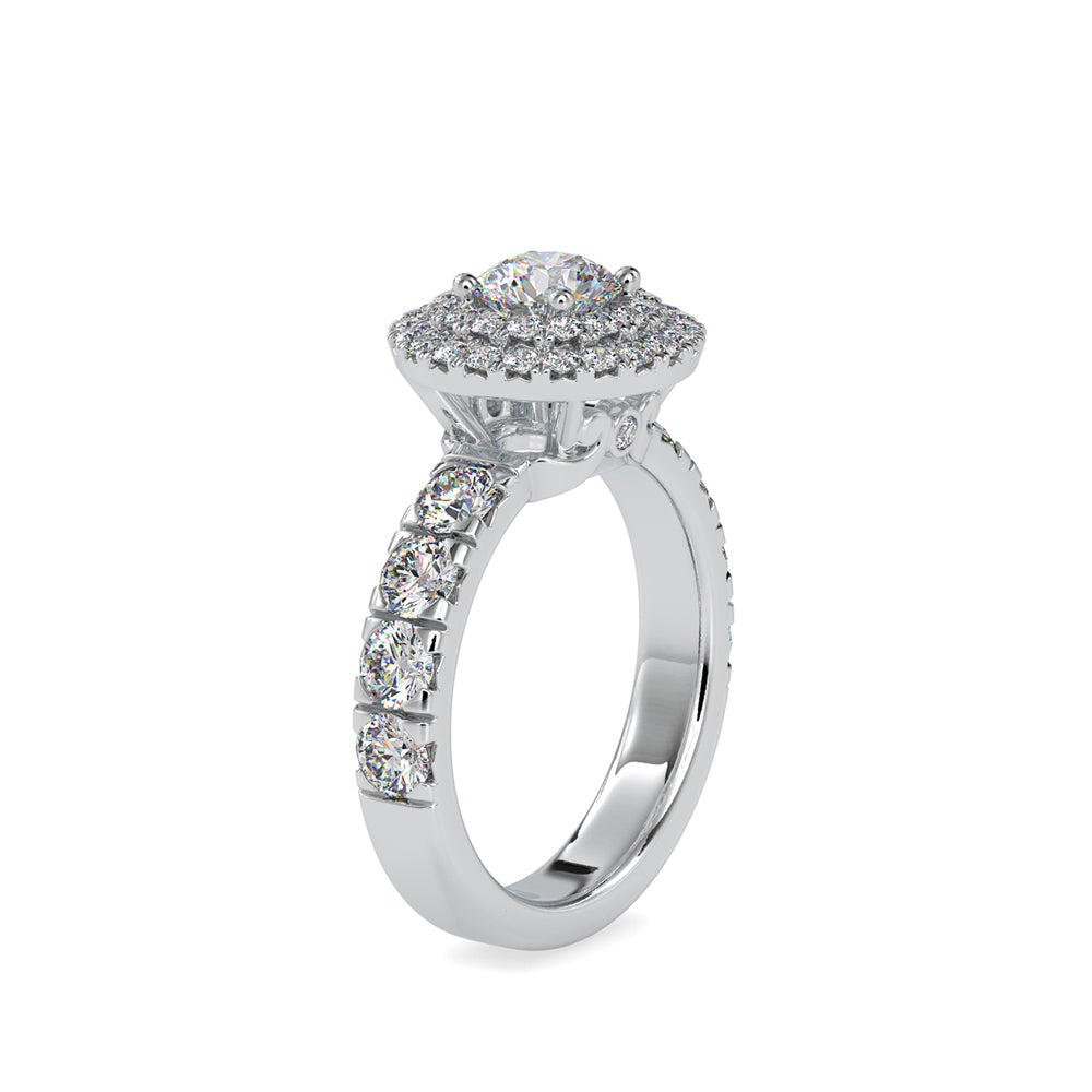 SKU: 0039 (22K) Dazzling Diamond Double Halo Engagment Ring In Rose Gold.