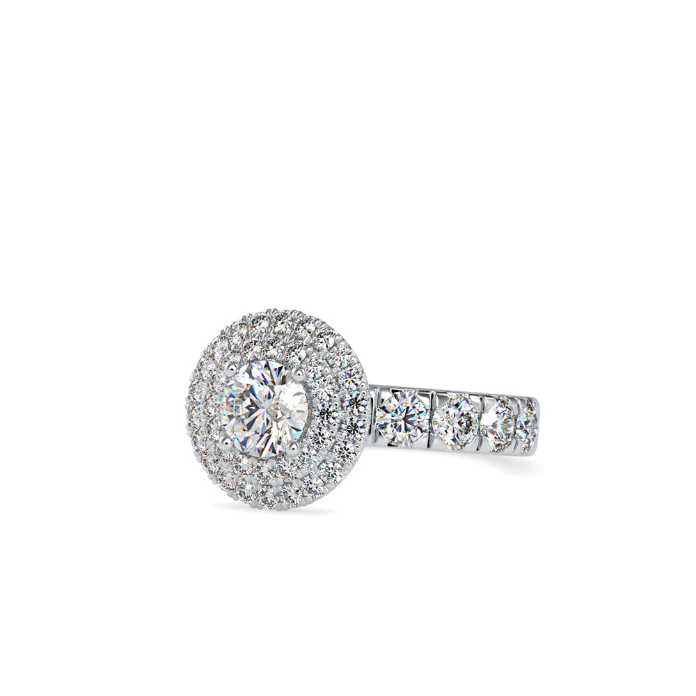 SKU: 0039 (14K) Dazzling Diamond Double Halo Engagment Ring In Rose Gold.