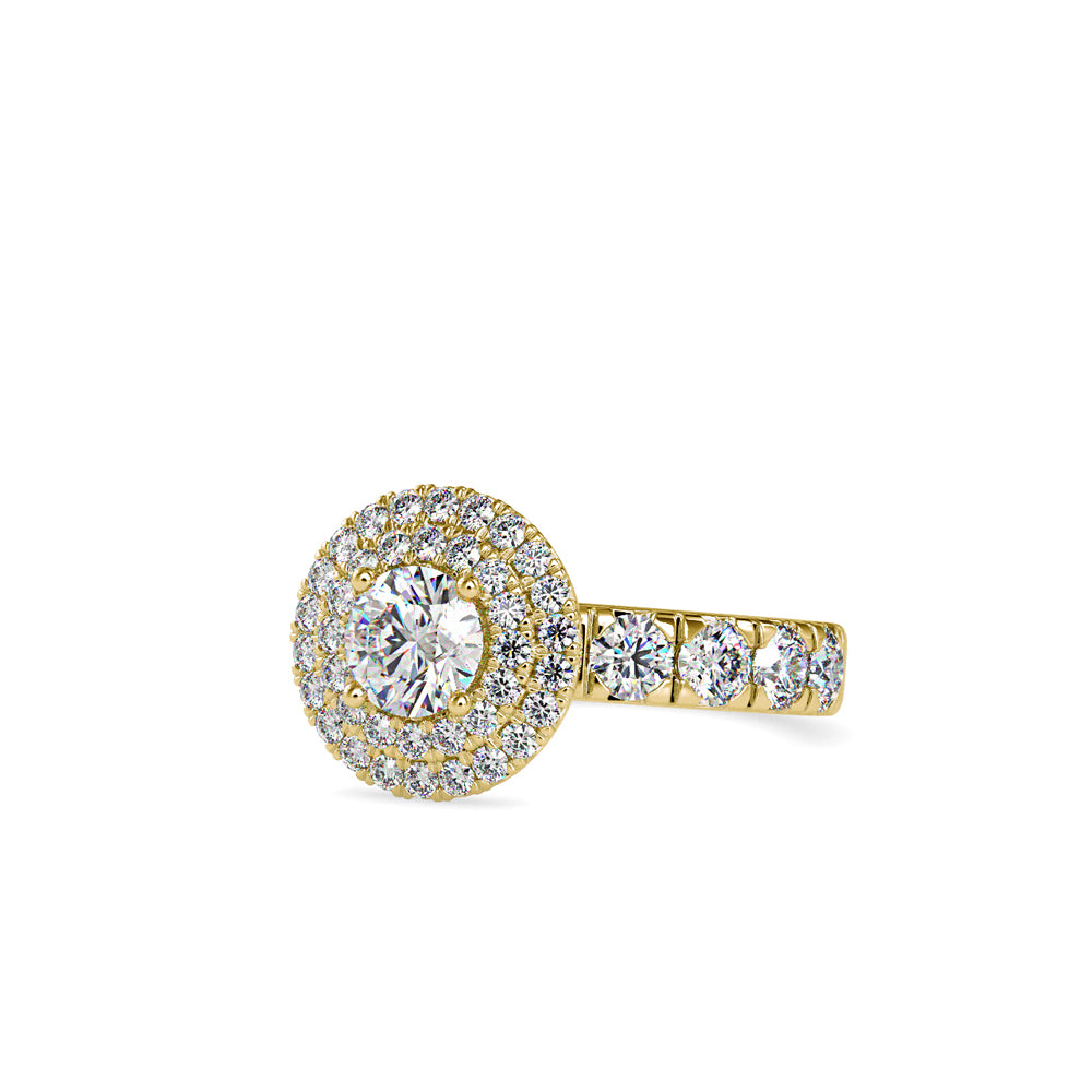 SKU: 0039 (14K) Dazzling Diamond Double Halo Engagment Ring In Rose Gold.