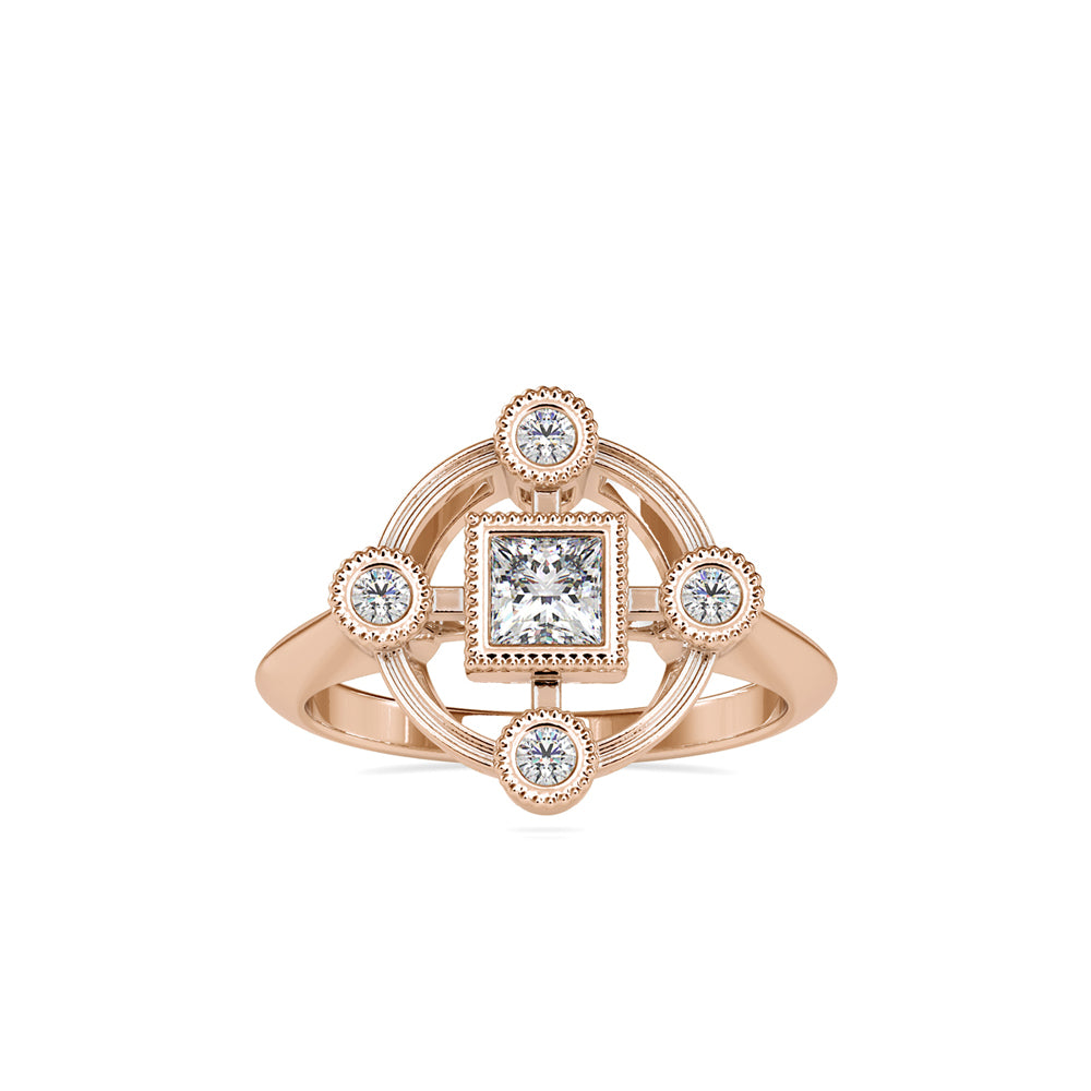 SKU: 0040 (10K) Princess Quadrangle Ring In Rose Gold.