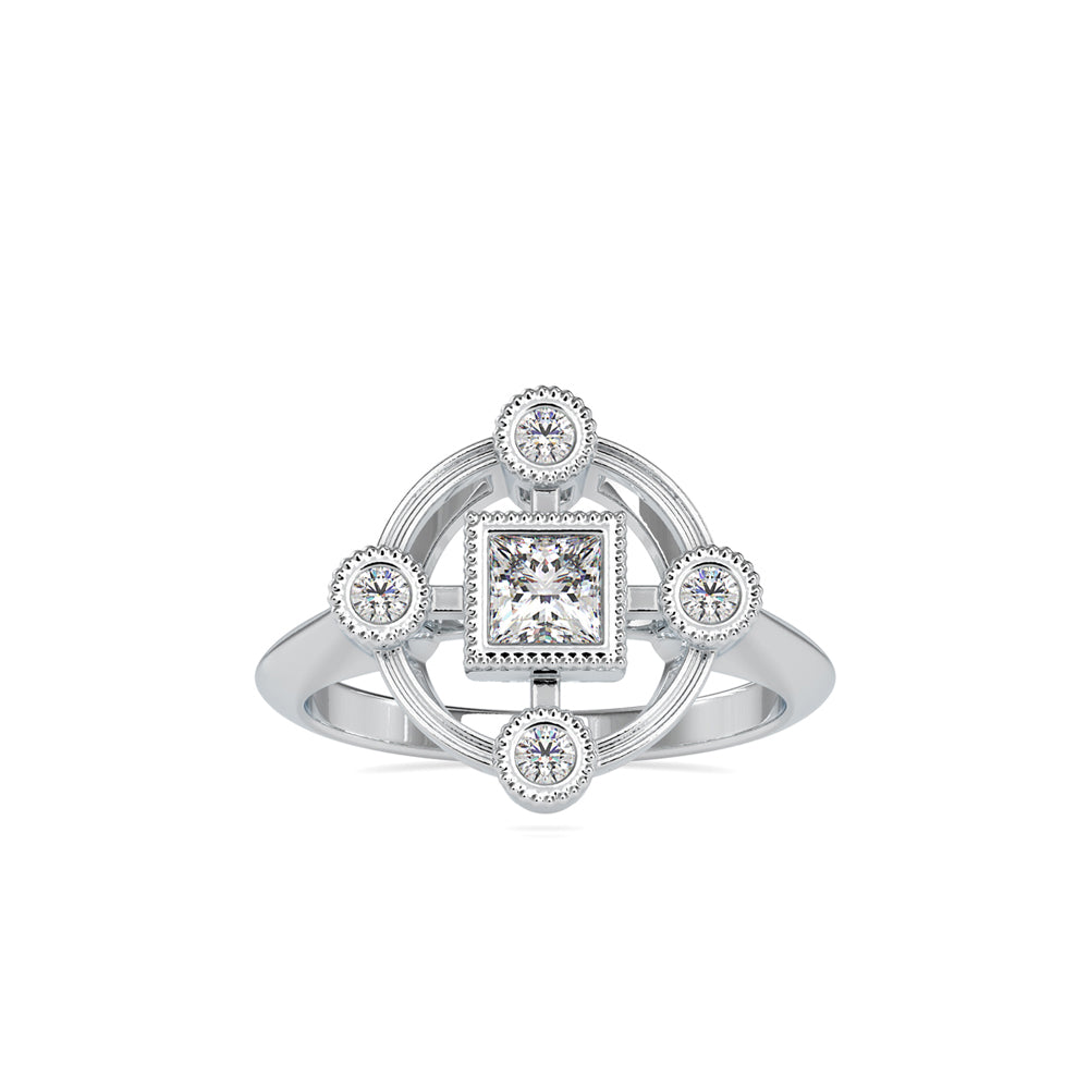 SKU: 0040 (18K) Princess Quadrangle Ring In Rose Gold.
