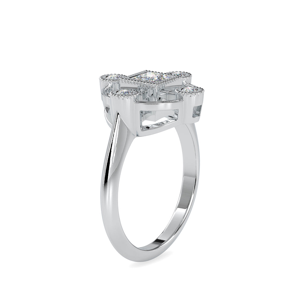 SKU: 0040 (14K) Princess Quadrangle Ring In Rose Gold.