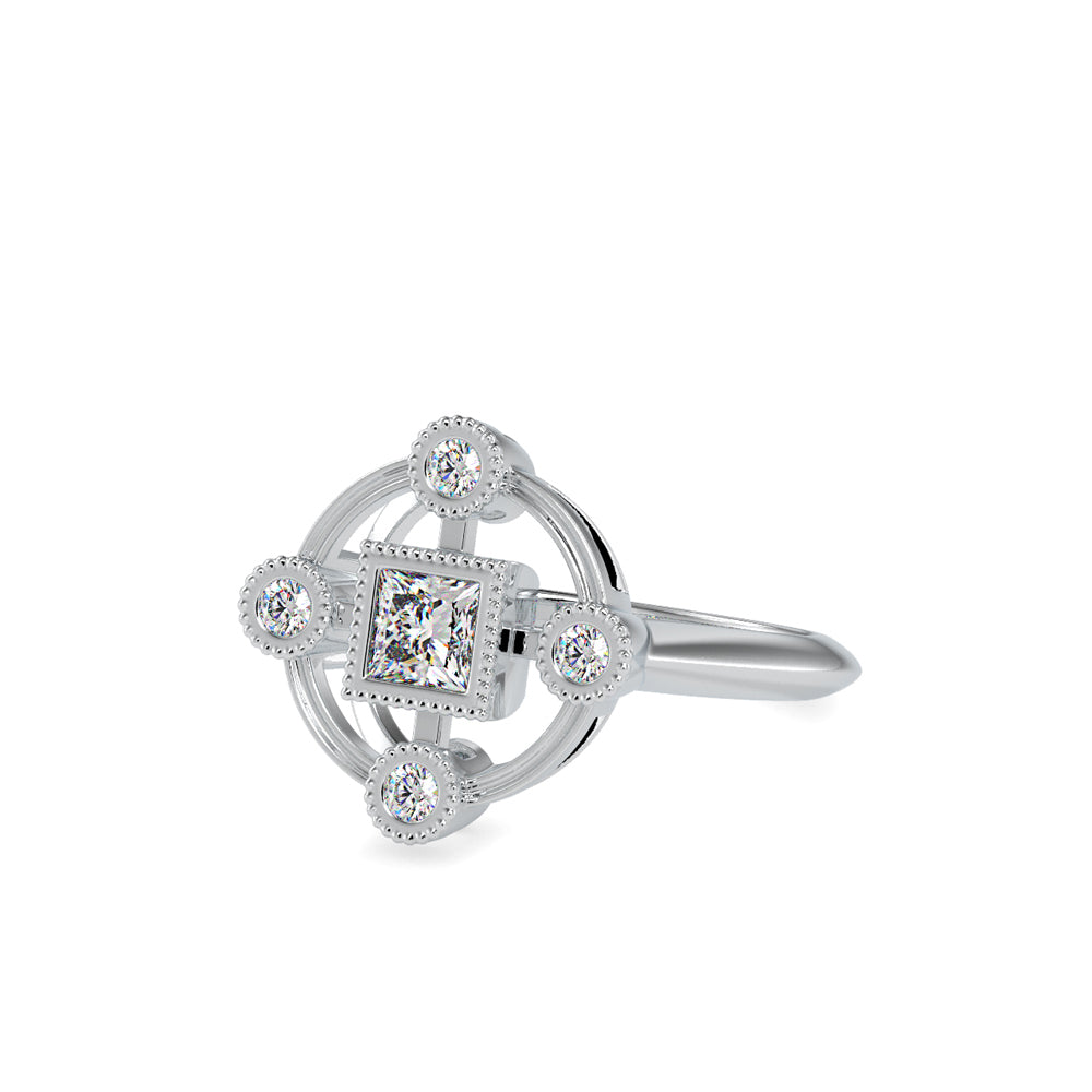 SKU: 0040 (14K) Princess Quadrangle Ring In Rose Gold.