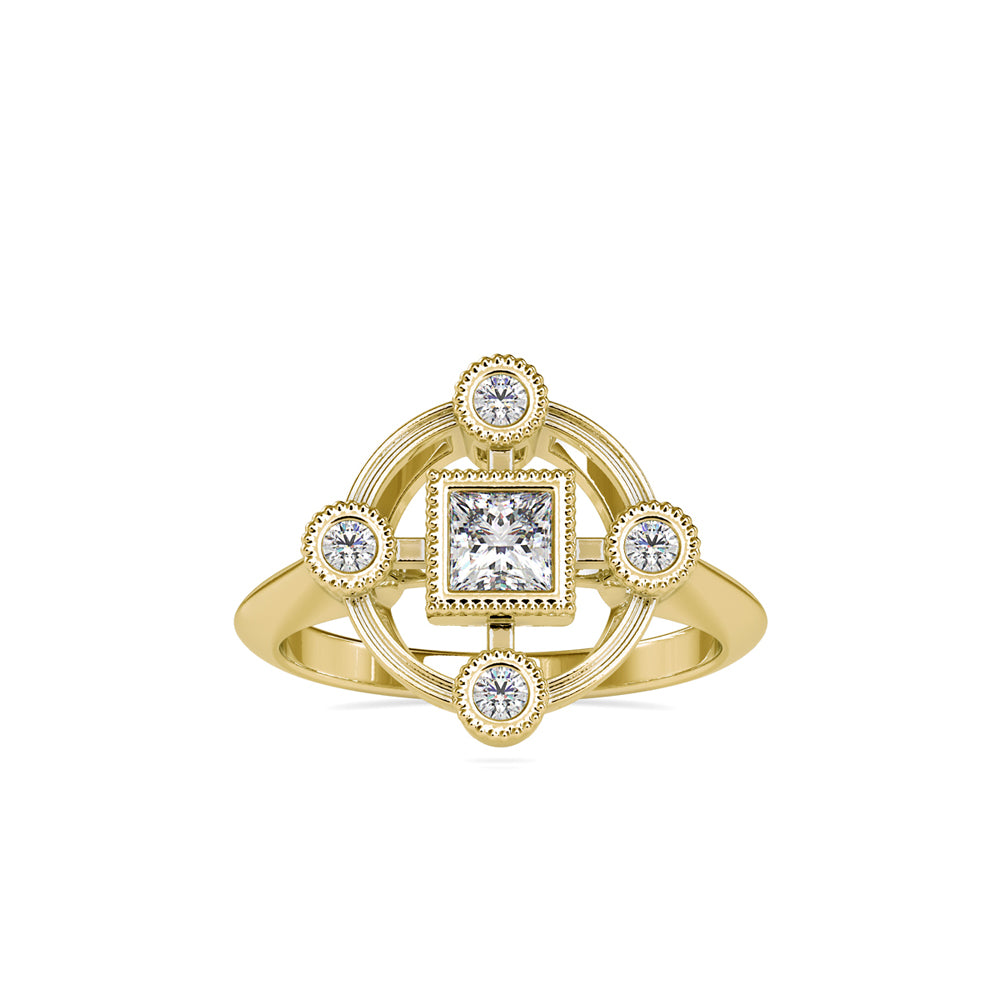 SKU: 0040 (10K) Princess Quadrangle Ring In Rose Gold.
