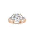 SKU: 0042 (18K) Cushion Diamond Classic Three Stone Engagment Ring In Rose Gold.