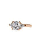 SKU: 0042 (22K) Cushion Diamond Classic Three Stone Engagment Ring In Rose Gold.