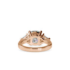 SKU: 0042 (18K) Cushion Diamond Classic Three Stone Engagment Ring In Rose Gold.