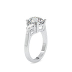 SKU: 0042 (18K) Cushion Diamond Classic Three Stone Engagment Ring In Rose Gold.