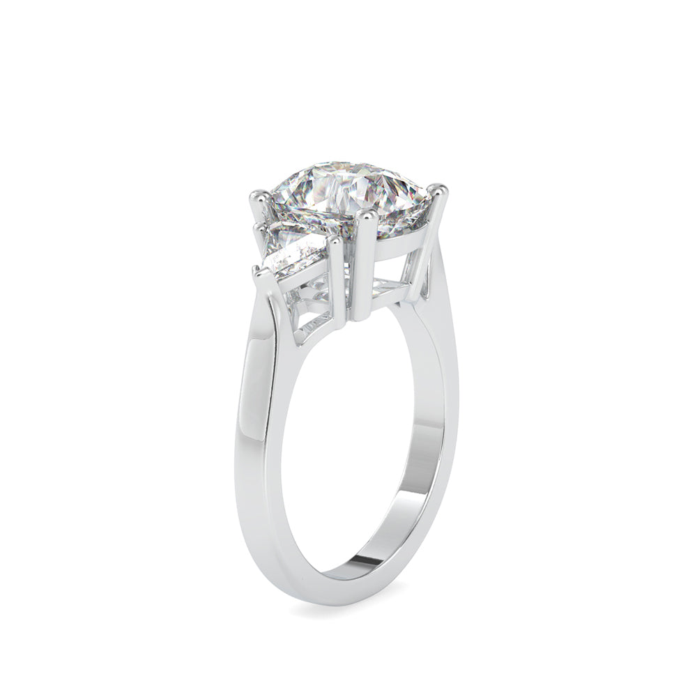 SKU: 0042 (22K) Cushion Diamond Classic Three Stone Engagment Ring In Rose Gold.