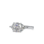 SKU: 0042 (10K) Cushion Diamond Classic Three Stone Engagment Ring In Rose Gold.