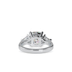 SKU: 0042 (14K) Cushion Diamond Classic Three Stone Engagment Ring In Rose Gold.