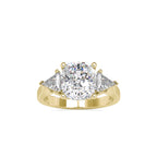 SKU: 0042 (14K) Cushion Diamond Classic Three Stone Engagment Ring In Rose Gold.