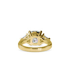 SKU: 0042 (14K) Cushion Diamond Classic Three Stone Engagment Ring In Rose Gold.