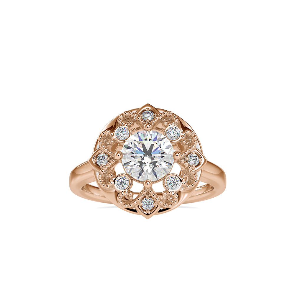 SKU: 0044 (22K) Filigree Halo Ring in Rose Gold.