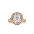 SKU: 0044 (22K) Filigree Halo Ring in Rose Gold.