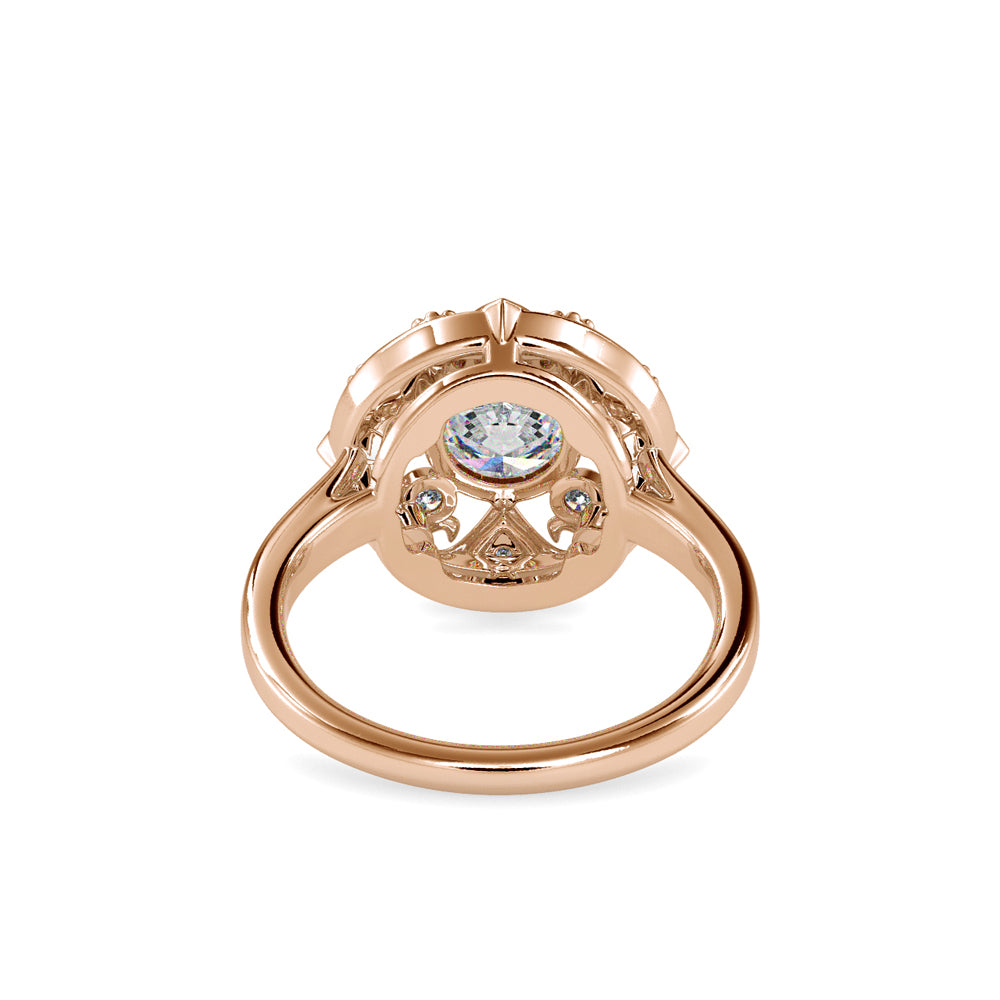 SKU: 0044 (14K) Filigree Halo Ring in Rose Gold.