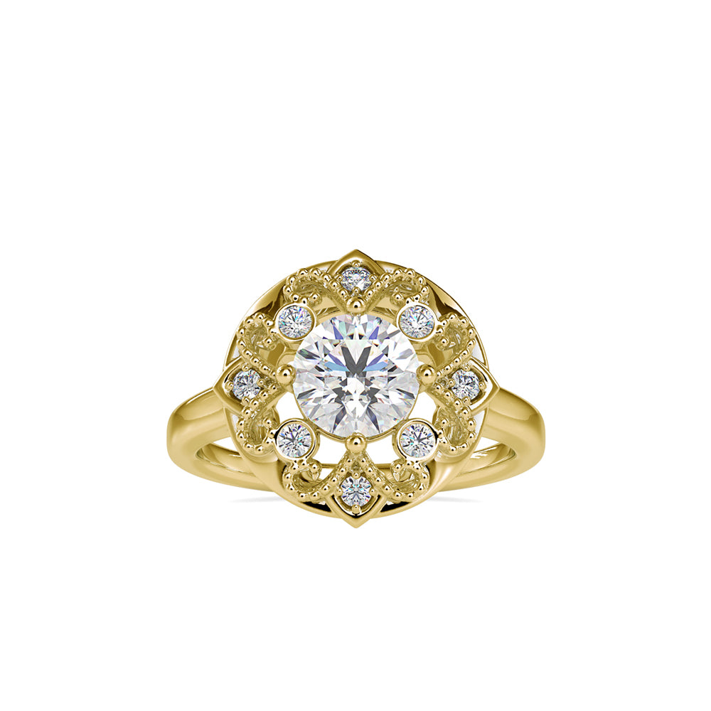 SKU: 0044 (18K) Filigree Halo Ring in Rose Gold.
