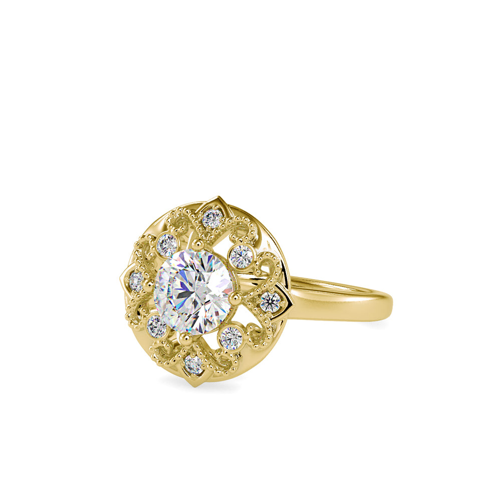SKU: 0044 (18K) Filigree Halo Ring in Rose Gold.