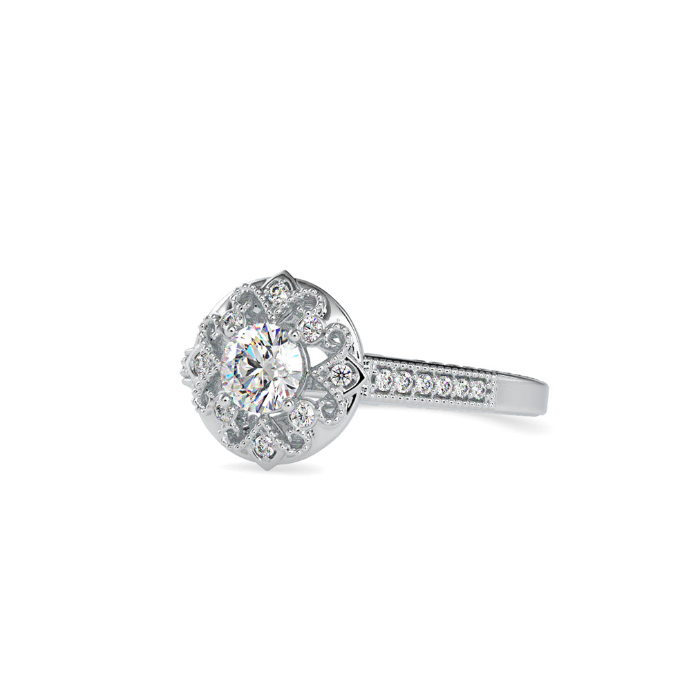SKU: 0045 (14K) Two Tone Filigree Halo with Accented Band .