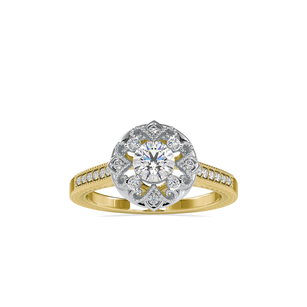 SKU: 0045 (10K) Two Tone Filigree Halo with Accented Band .