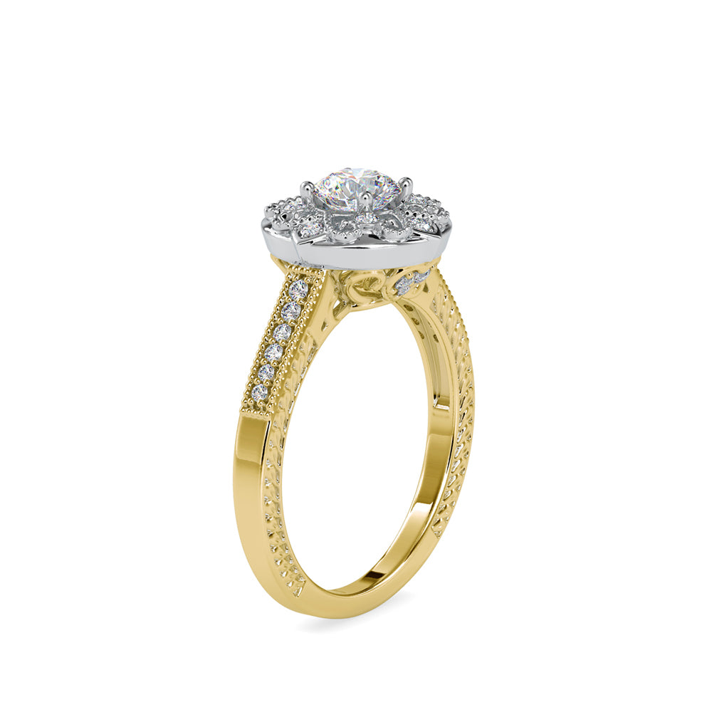 SKU: 0045 (10K) Two Tone Filigree Halo with Accented Band .