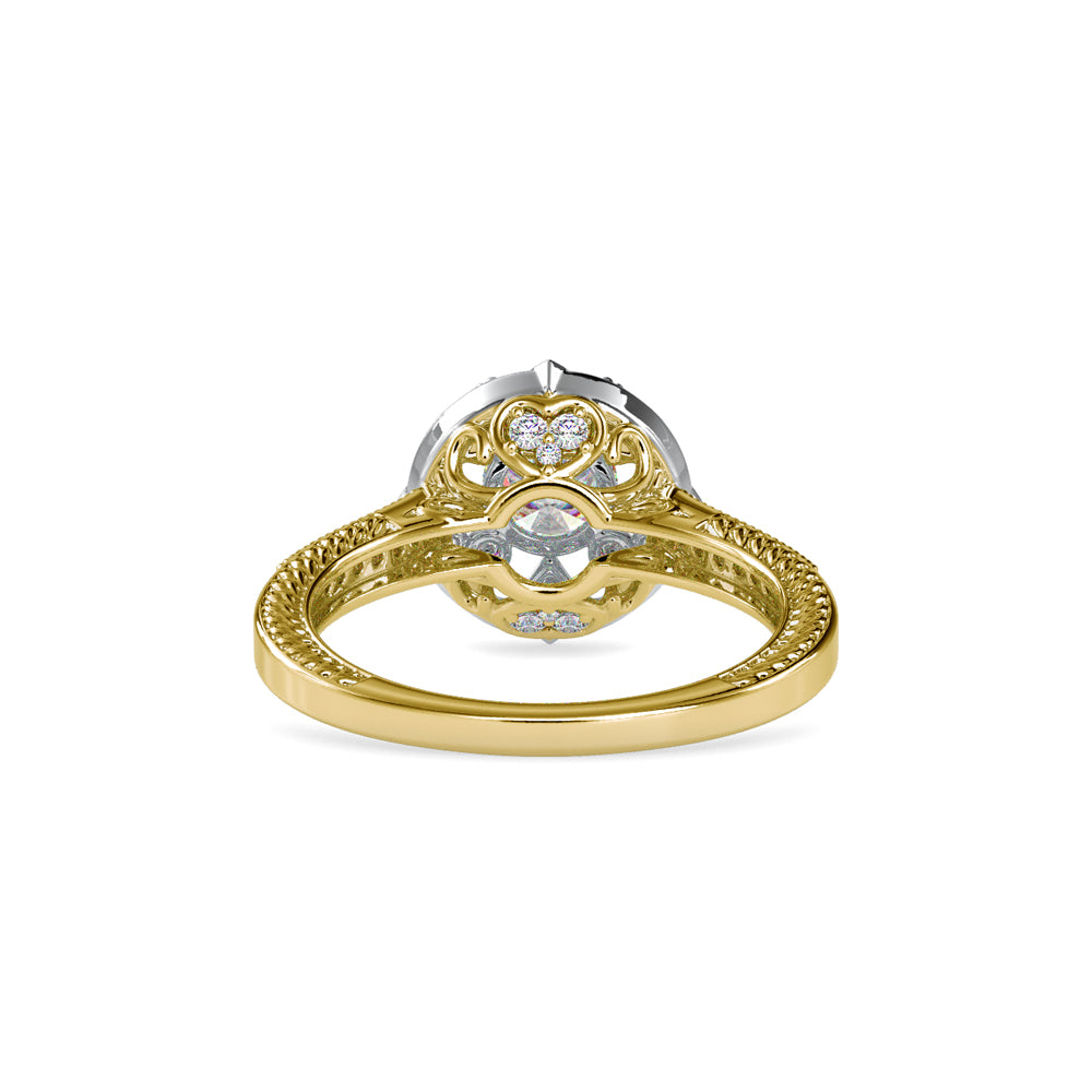 SKU: 0045 (18K) Two Tone Filigree Halo with Accented Band .