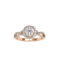 SKU: 0046 (14K) Intricate Twist Halo Ring in Rose Gold.