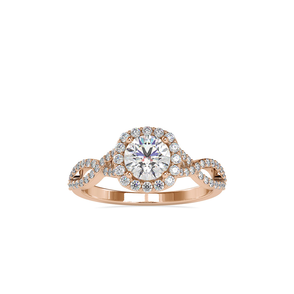 SKU: 0046 (10K) Intricate Twist Halo Ring in Rose Gold.
