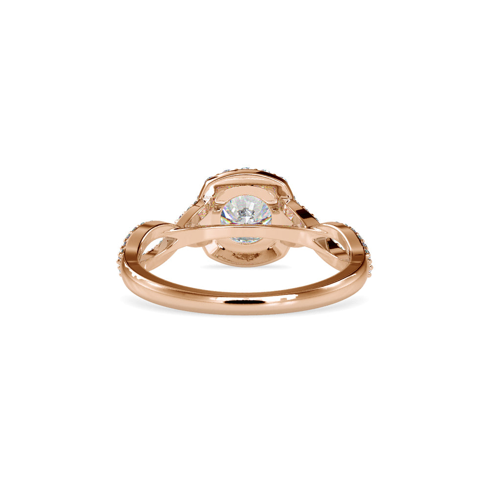 SKU: 0046 (10K) Intricate Twist Halo Ring in Rose Gold.