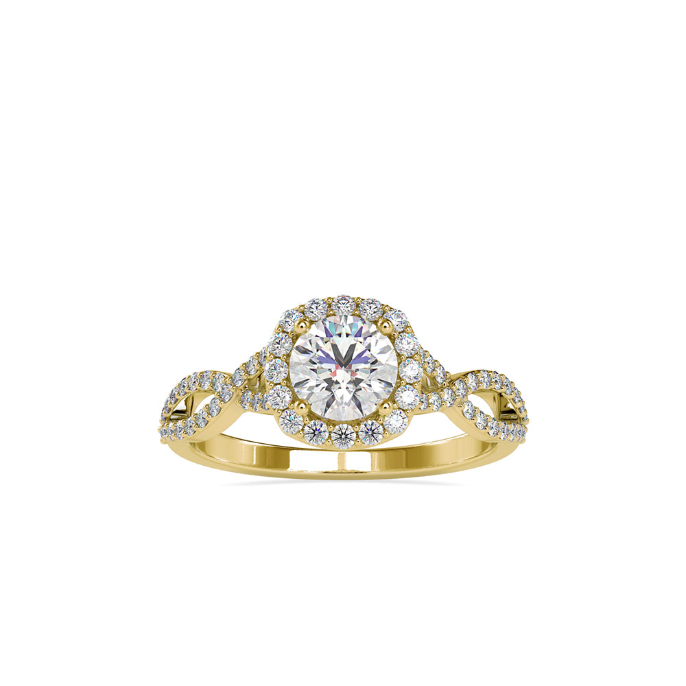 SKU: 0046 (14K) Intricate Twist Halo Ring in Rose Gold.