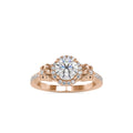 SKU: 0047 (22K) Vine - Inspired Halo Ring In Rose Gold.