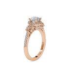 SKU: 0047 (18K) Vine - Inspired Halo Ring In Rose Gold.