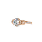 SKU: 0047 (14K) Vine - Inspired Halo Ring In Rose Gold.