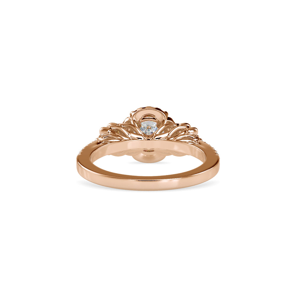 SKU: 0047 (10K) Vine - Inspired Halo Ring In Rose Gold.