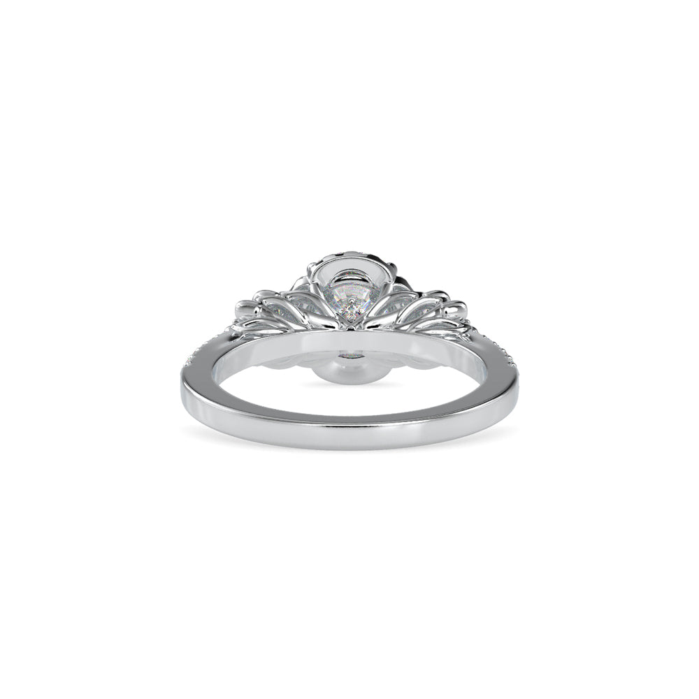 SKU: 0047 (22K) Vine - Inspired Halo Ring In Rose Gold.