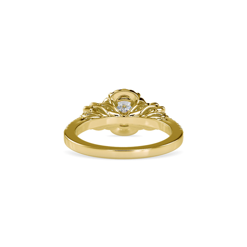 SKU: 0047 (22K) Vine - Inspired Halo Ring In Rose Gold.