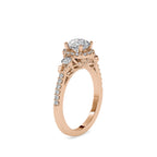 SKU: 0048 (22K) Round Diamond Floral Halo Engagment Ring in Rose Gold.