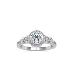 SKU: 0048 (22K) Round Diamond Floral Halo Engagment Ring in Rose Gold.