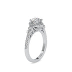 SKU: 0048 (10K) Round Diamond Floral Halo Engagment Ring in Rose Gold.