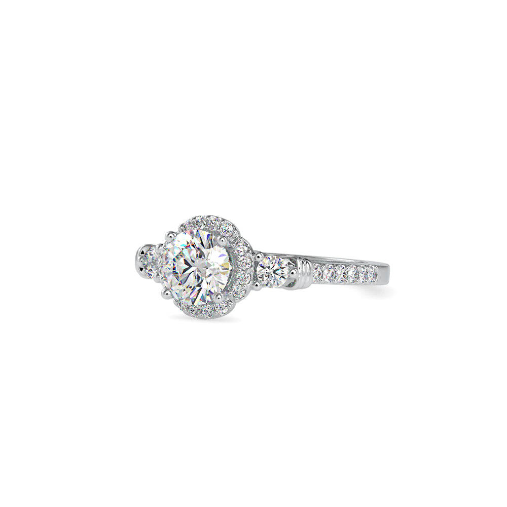 SKU: 0048 (22K) Round Diamond Floral Halo Engagment Ring in Rose Gold.