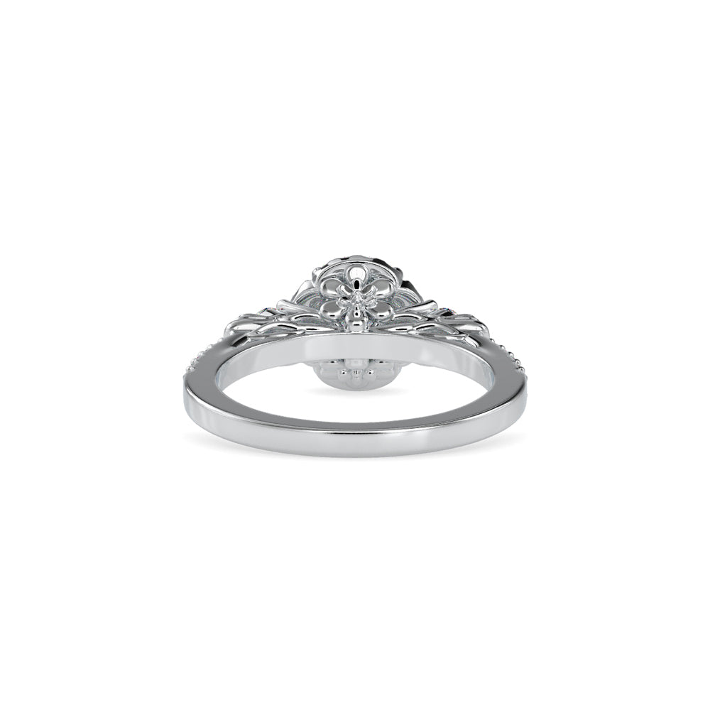SKU: 0048 (22K) Round Diamond Floral Halo Engagment Ring in Rose Gold.