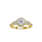 SKU: 0048 (22K) Round Diamond Floral Halo Engagment Ring in Rose Gold.