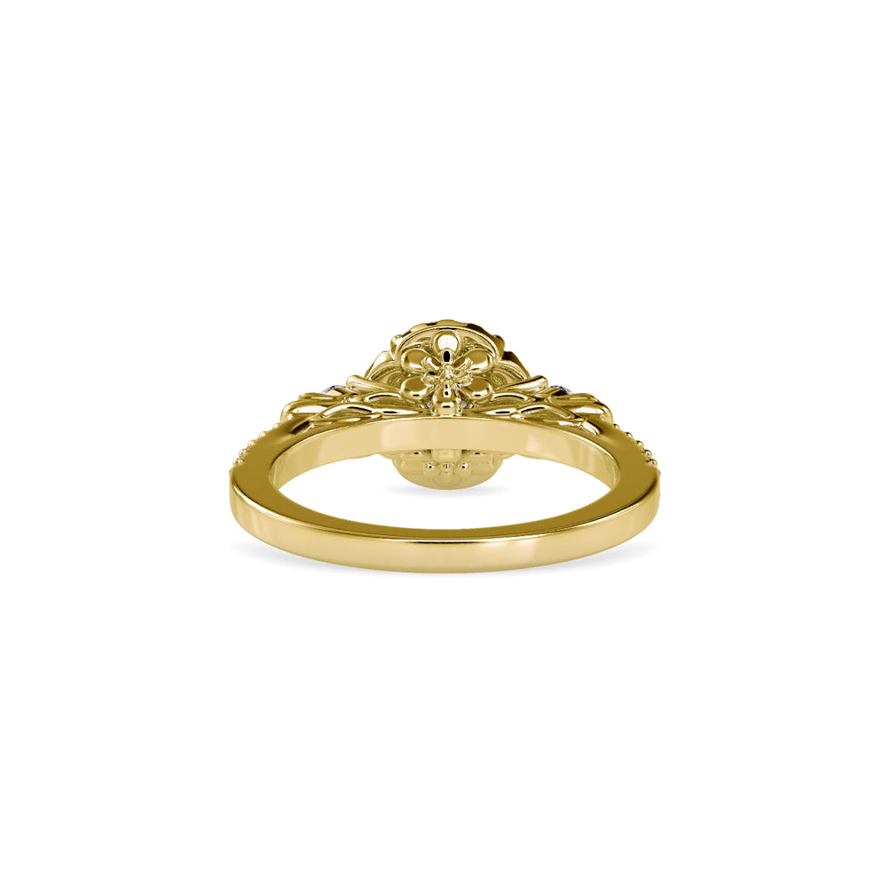 SKU: 0048 (10K) Round Diamond Floral Halo Engagment Ring in Rose Gold.